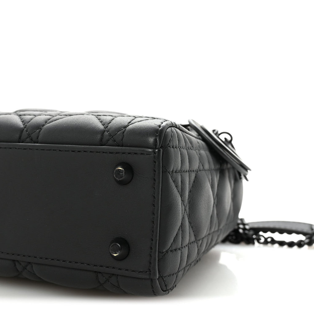 Christian Dior Ultra Matte Calfskin Cannage Mini Lady Dior Black