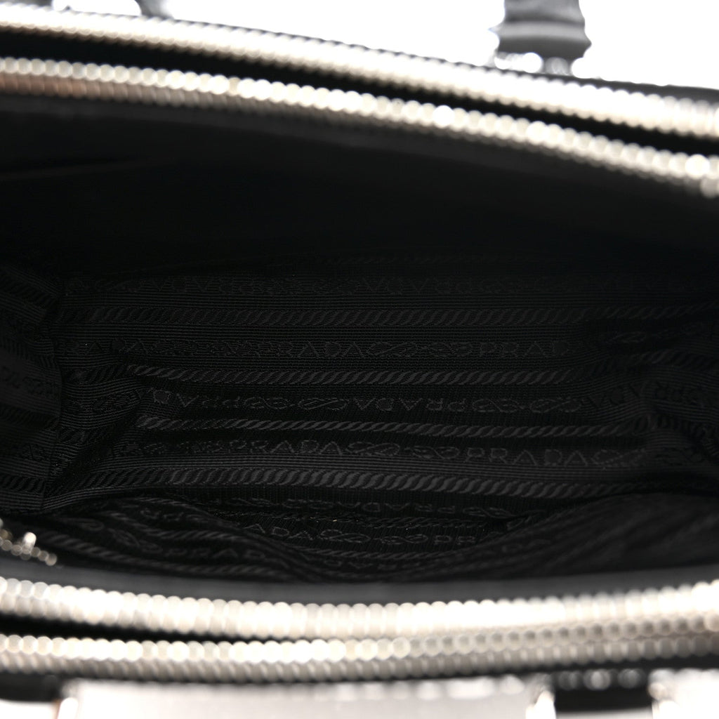 Prada Satin Crystal Mini Galleria Double Zip Tote Metal