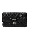 Chanel Lambskin Quilted Medium Double Flap Black