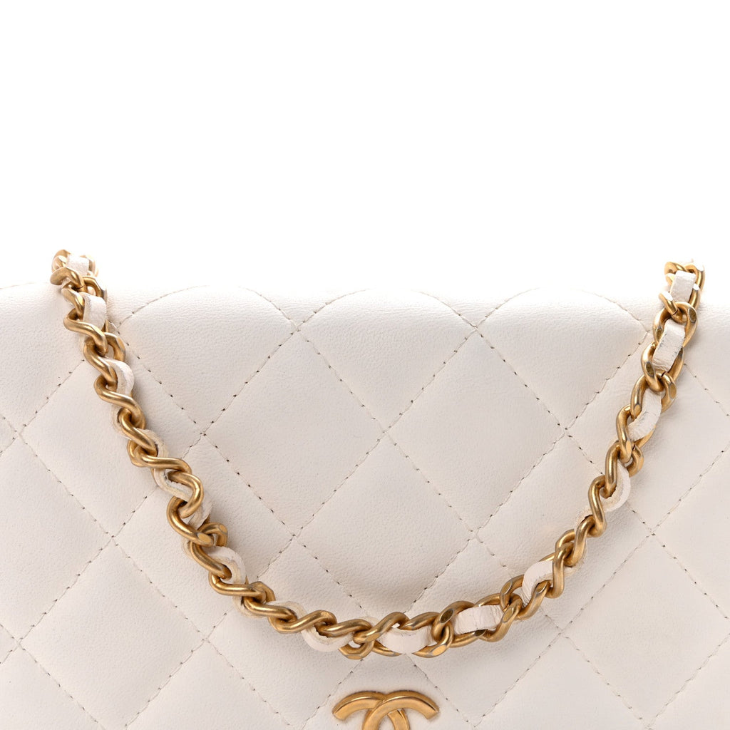 Chanel Lambskin Quilted Romance Wallet On Chain WOC White