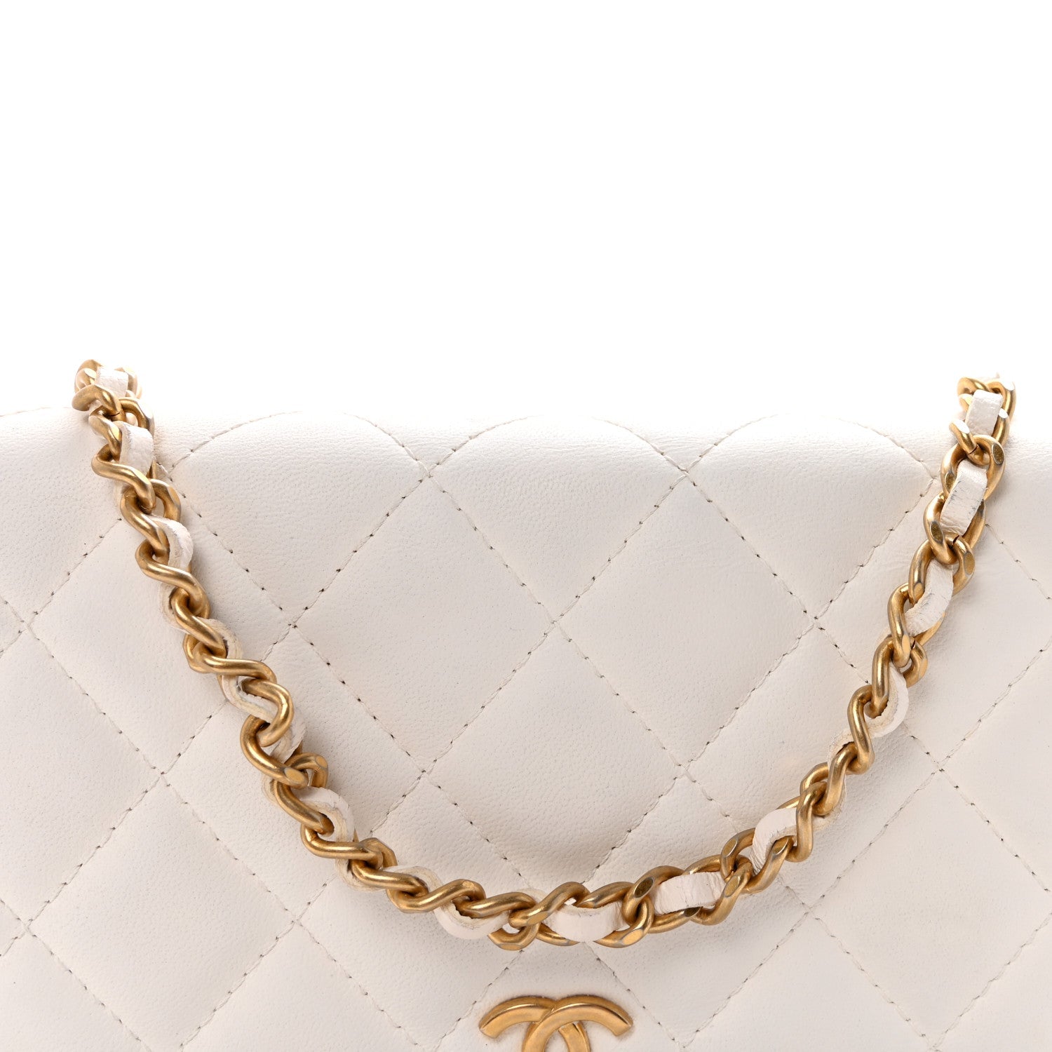 Chanel Lambskin Quilted Romance Wallet On Chain WOC White