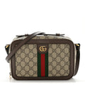 Gucci GG Supreme Monogram Web Small Ophidia Top Handle Shoulder Bag Brown