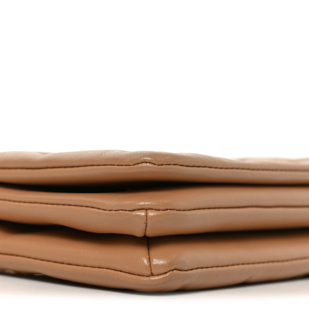 Louis Vuitton Lambskin Embossed Monogram Pochette Coussin Camel