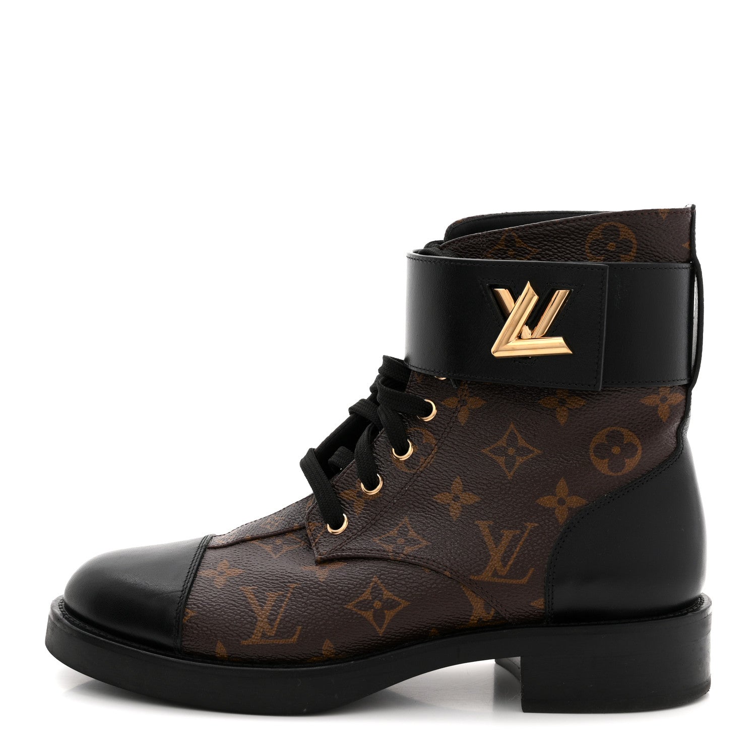 Louis Vuitton Calfskin Monogram Wonderland Flat Ranger Boots 39 Black