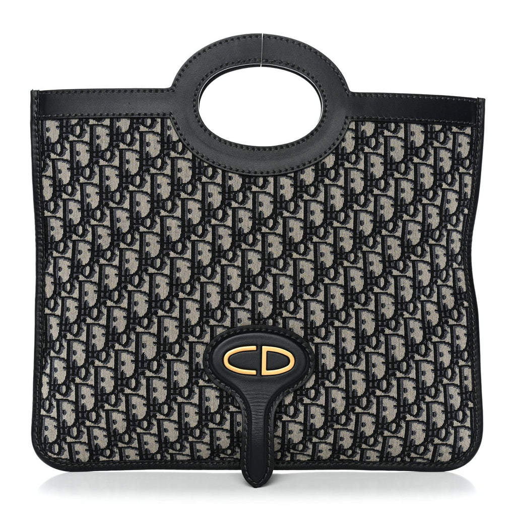 Christian Dior Oblique Fold Over Clutch Blue
