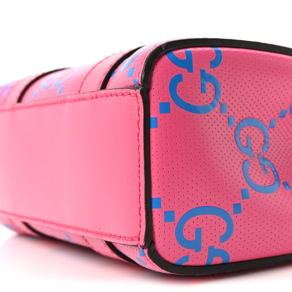 Gucci Calfskin GG Tennis Embossed Mini Tote Bag Modern Fuchsia Modern Blue