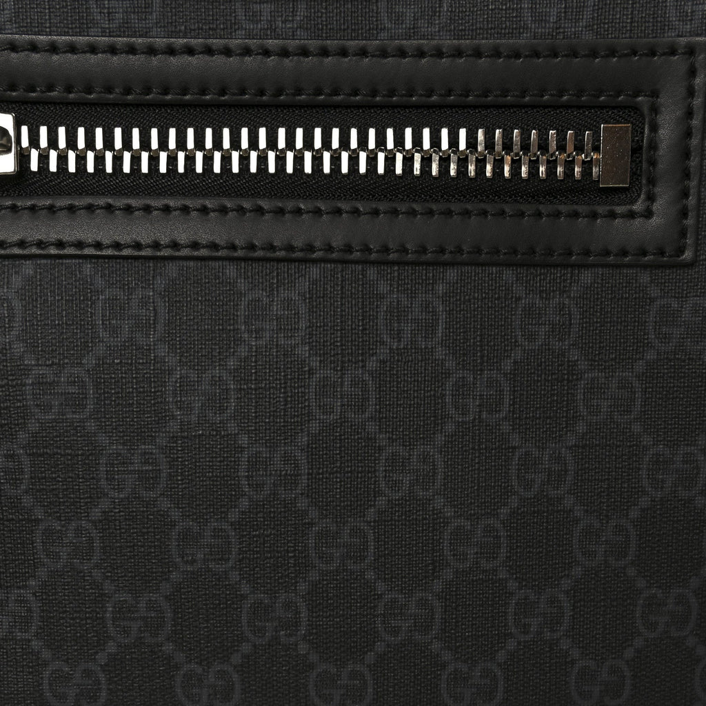 Gucci GG Supreme Monogram Web Small Flat Messenger Bag Black Grey