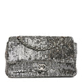 Chanel Sequin Medium Single Flap Dark Silver