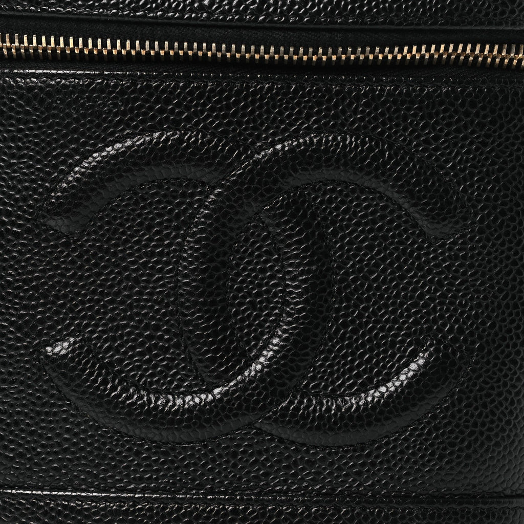 Chanel Caviar Vanity Cosmetic Case Black
