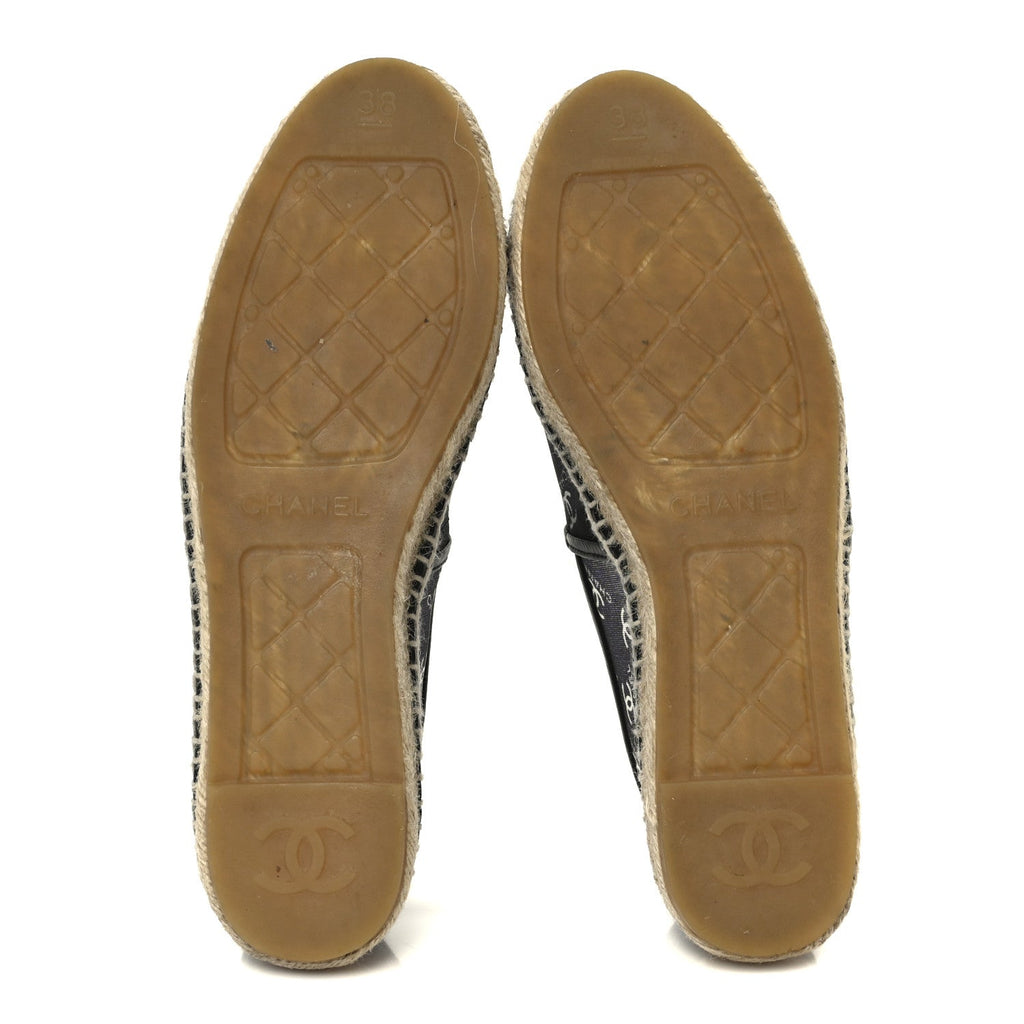 Mesh Grosgrain CC Espadrilles 38 Black White