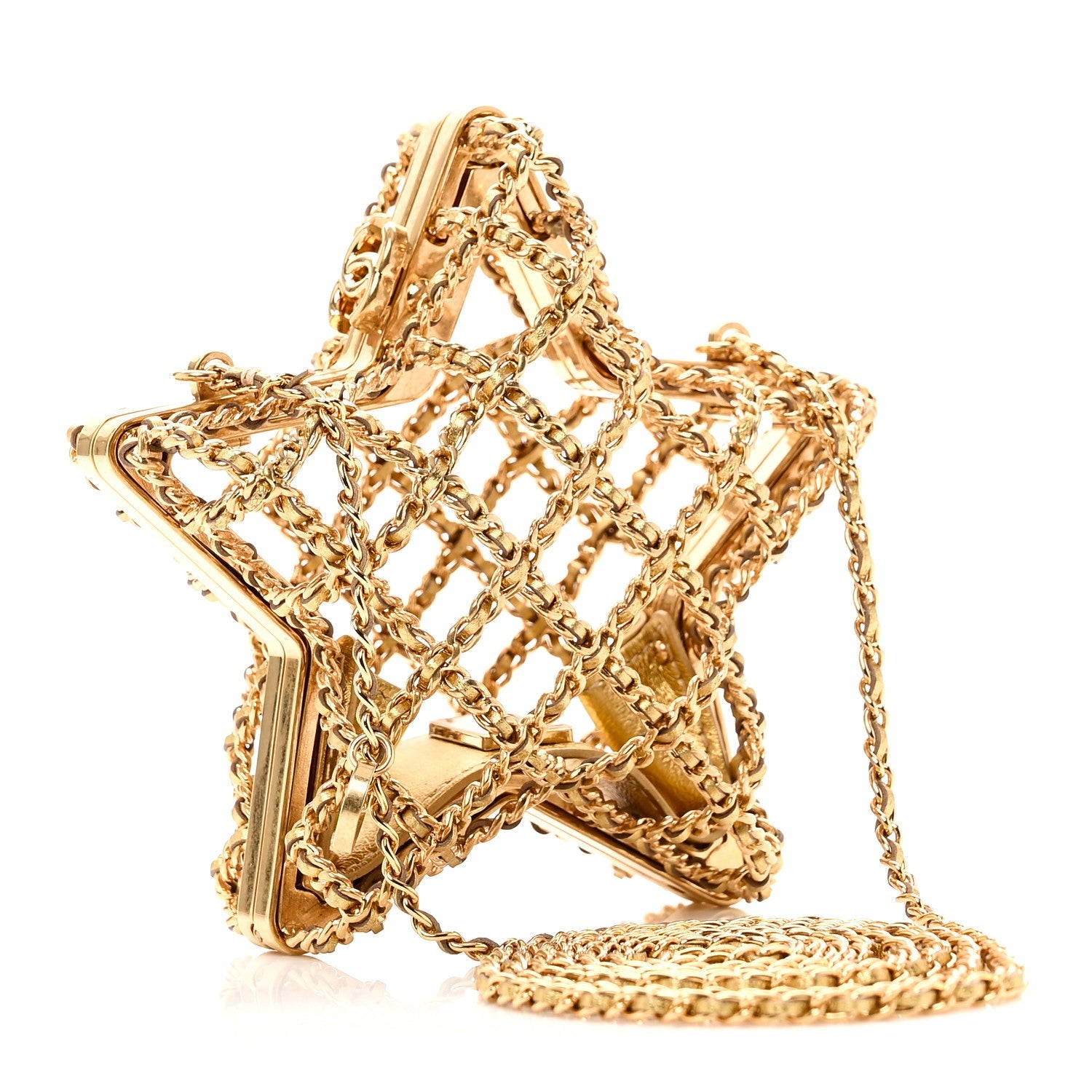 Chanel Metal CC Star Minaudiere Crossbody Gold
