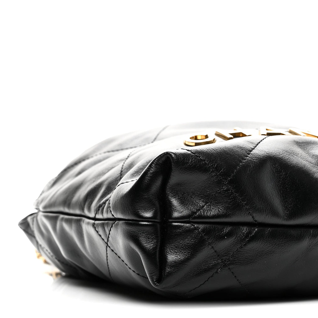 Chanel Shiny Calfskin Quilted Pearl CC Chain Mini Chanel 22 Black