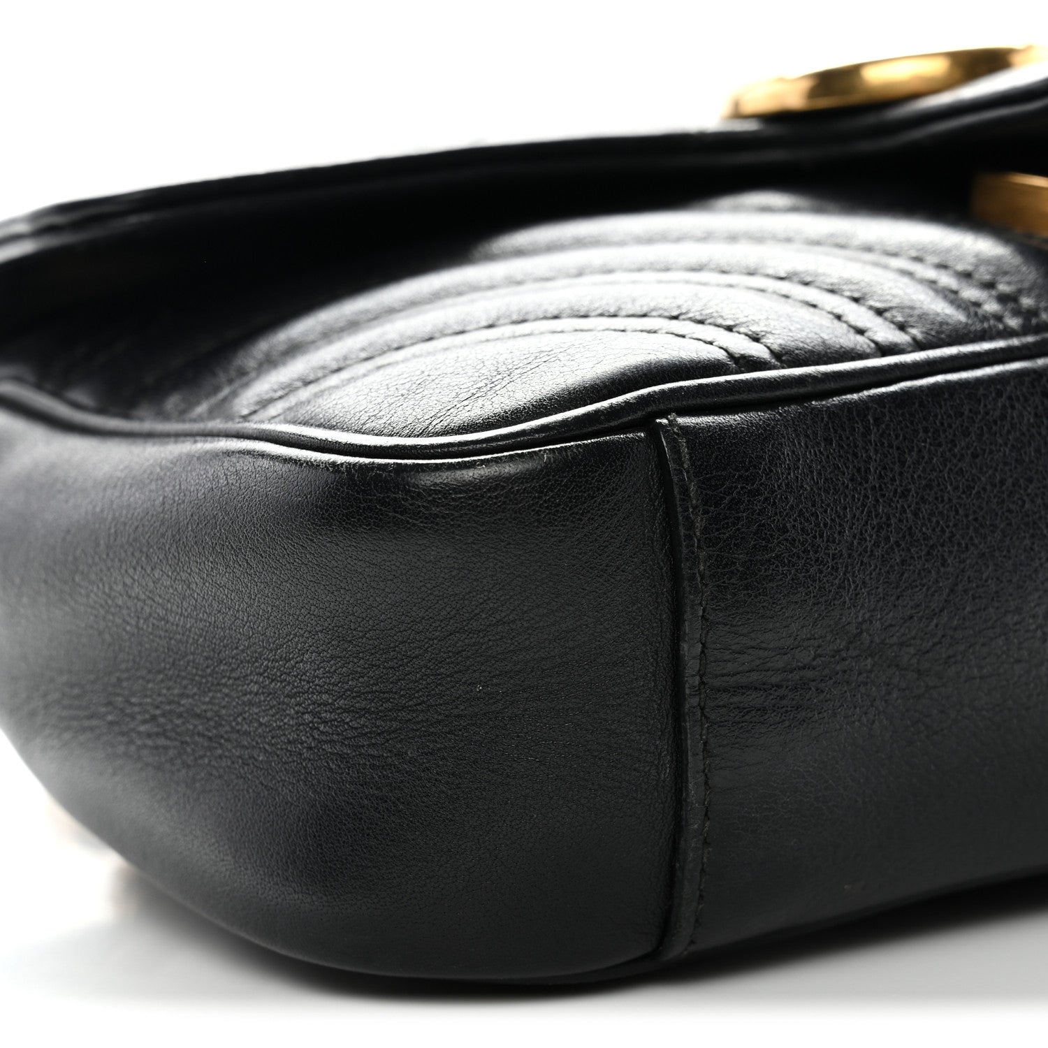 Gucci Calfskin Matelasse Mini GG Marmont Shoulder Bag Black