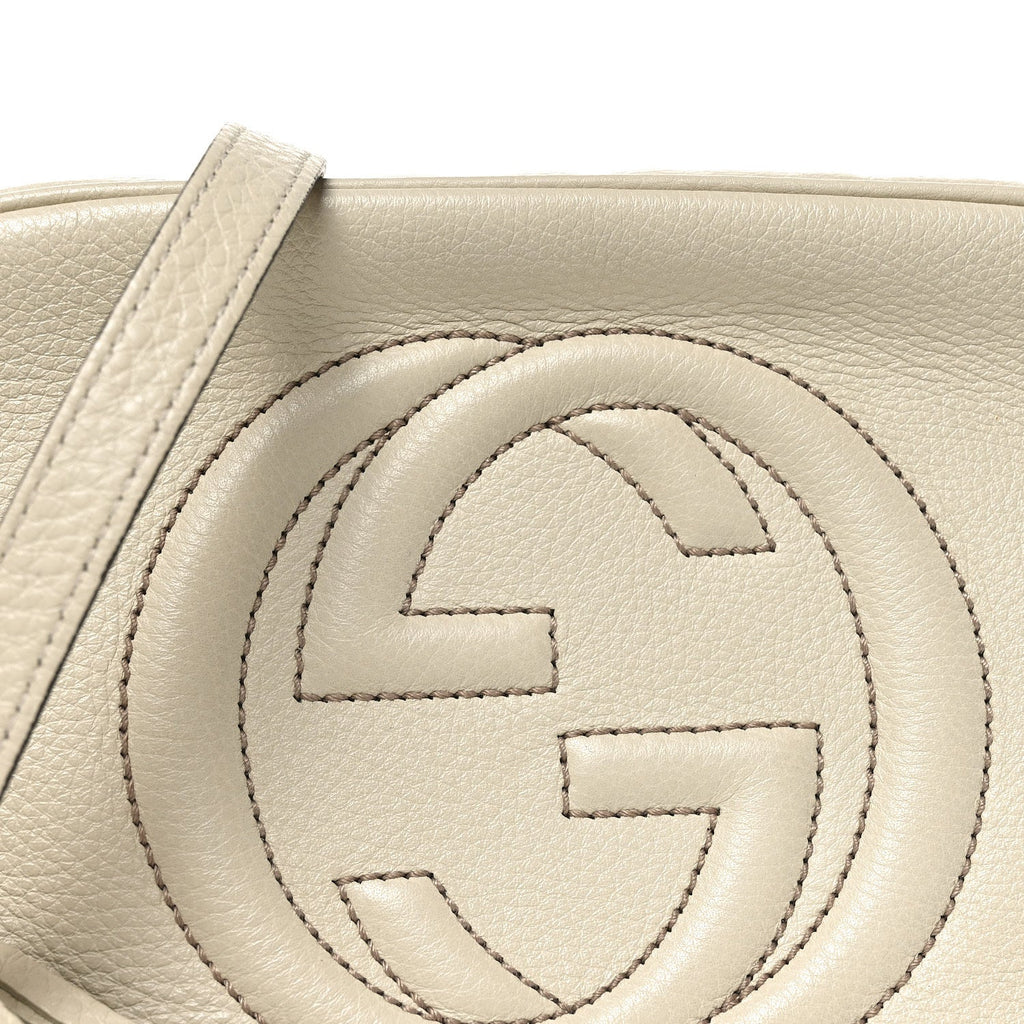 Gucci Pebbled Calfskin Small Soho Disco Bag Off White