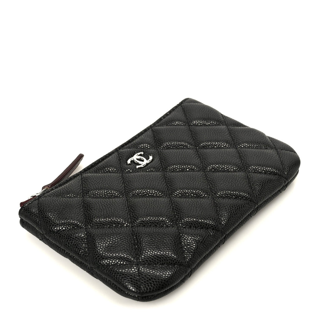 Caviar Quilted Small Cosmetic Case Black