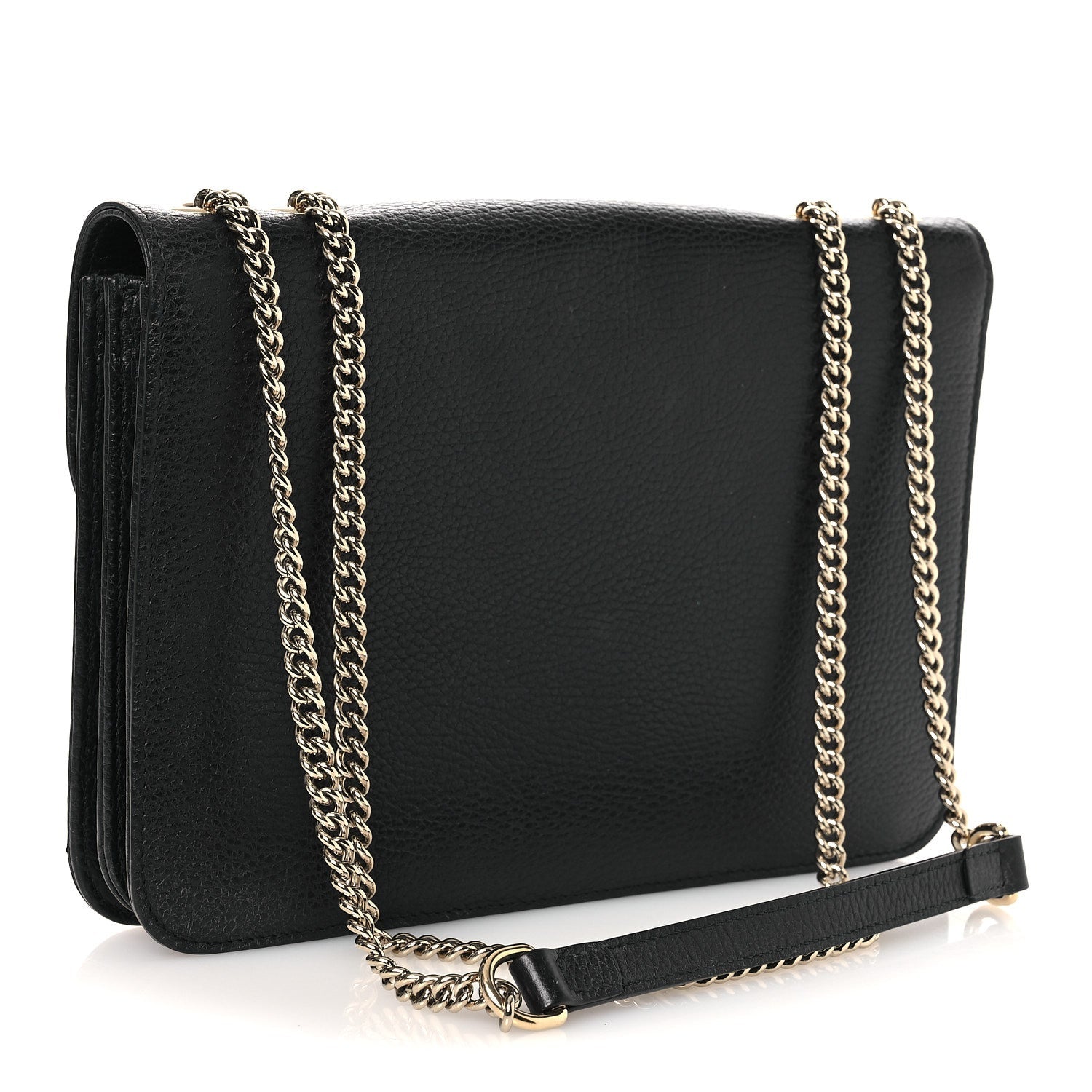 Gucci Dollar Calfskin Interlocking G Shoulder Bag Black