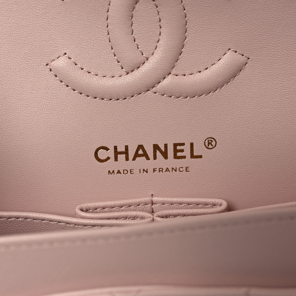 Chanel Lambskin Quilted Small Double Flap Light Pink