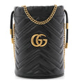 Gucci Calfskin Matelasse Mini GG Marmont 2.0 Bucket Bag Black