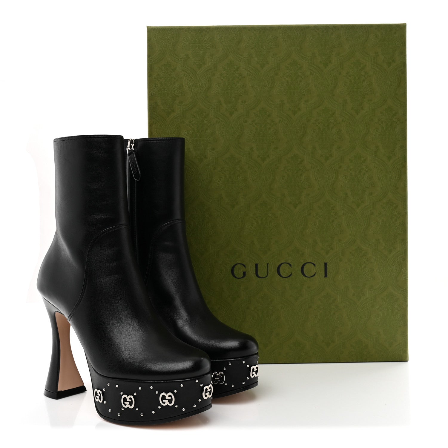 Gucci Nappa Platform Charlotte Ankle Boots 36 Black