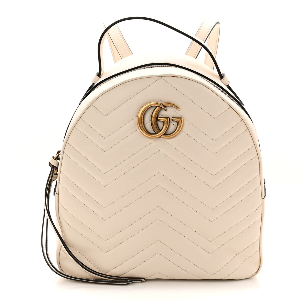 Gucci Calfskin Matelasse GG Marmont Dome Backpack White