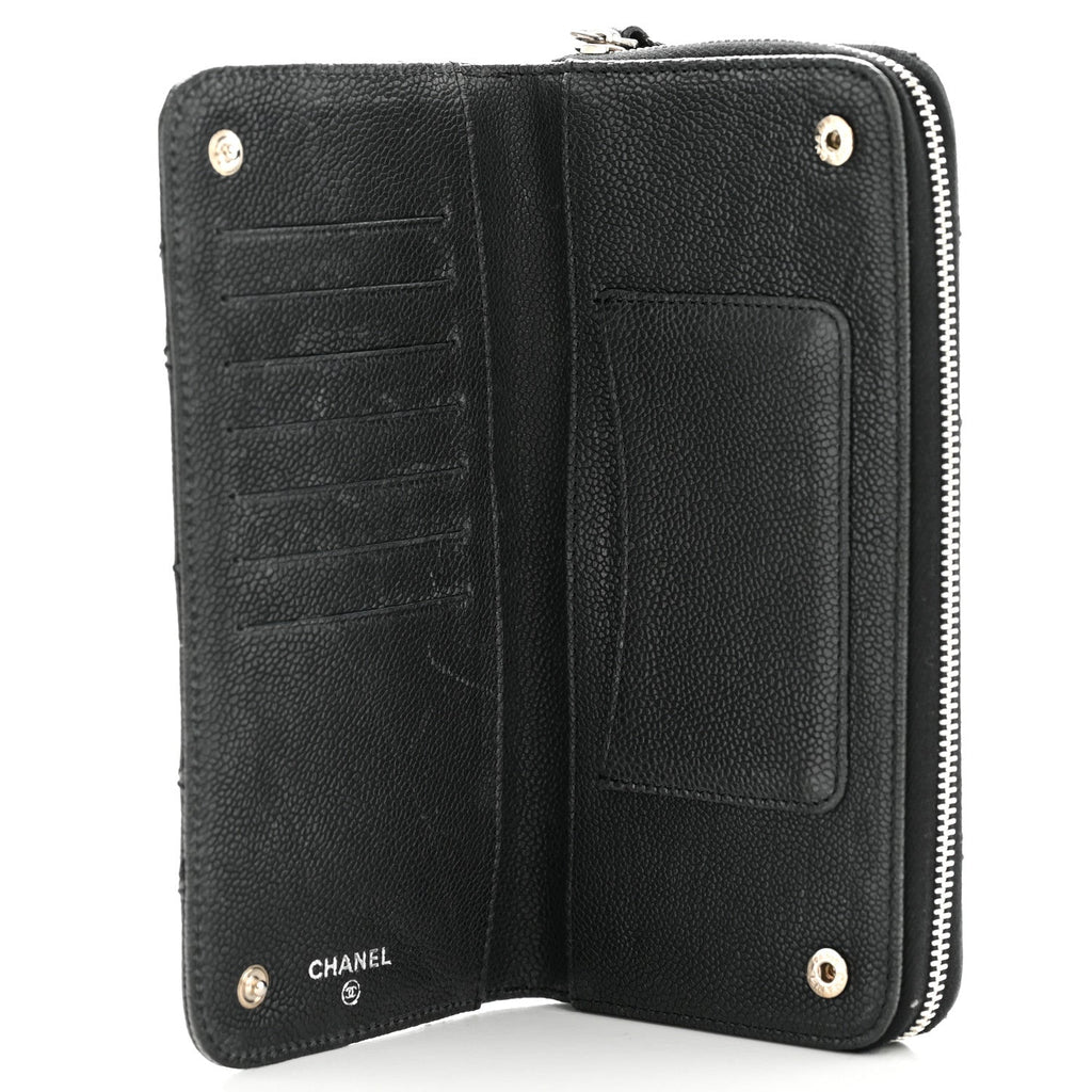 Caviar Quilted Stitched Outdoor Ligne Wallet Black
