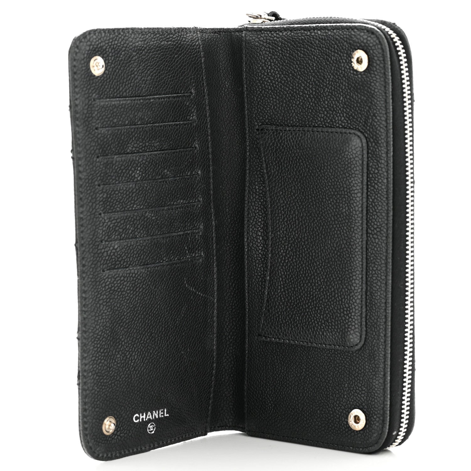 Caviar Quilted Stitched Outdoor Ligne Wallet Black