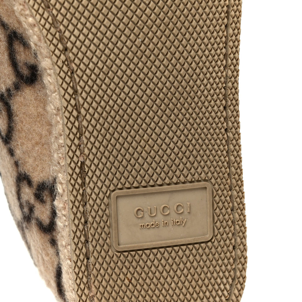 Gucci Covered Wool GG Monogram Womens Fria Horsebit Loafers 35.5 Beige Ebony Black Butterscotch