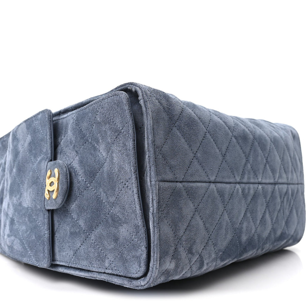 Chanel Suede Quilted Medium Chanel 25 Handbag Blue