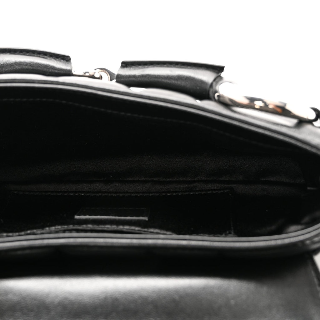 Gucci Nappa Vertical Matelasse Small Maxi Horsebit Chain Shoulder Bag Black