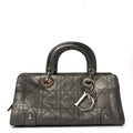 Christian Dior Metallic Calfskin Cannage Stitched Small East West Lady Dior Bronze