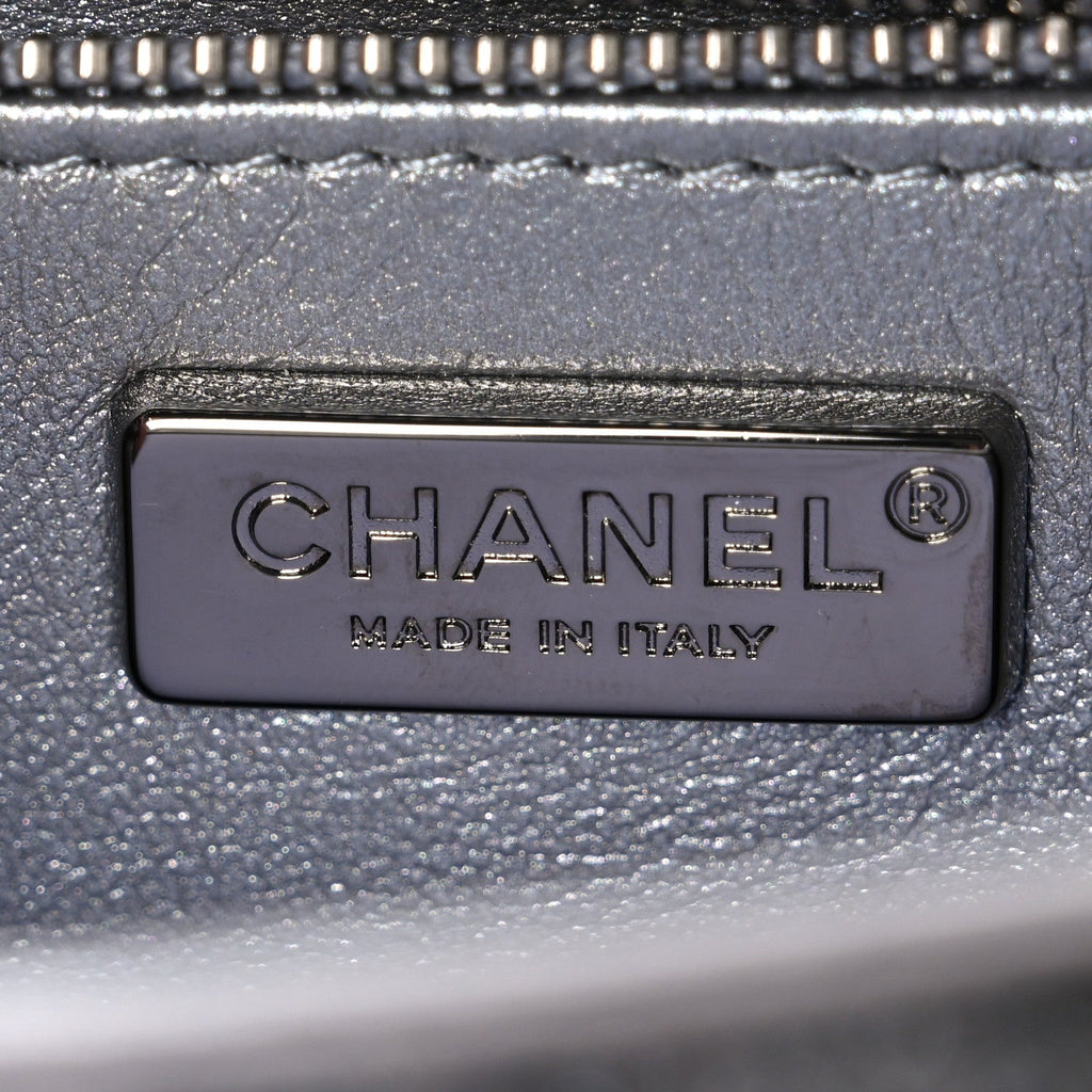 Chanel Sequin Quilted Small Single Flap Grey Dark Grey