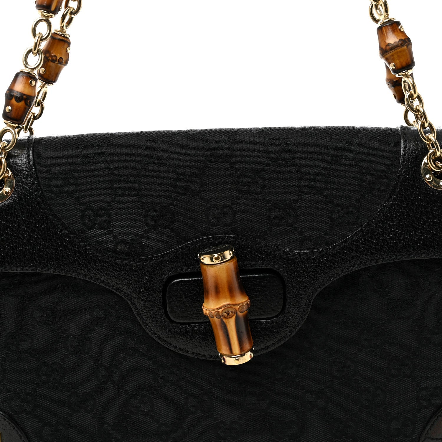 Gucci Monogram Bamboo Chain Bag Black