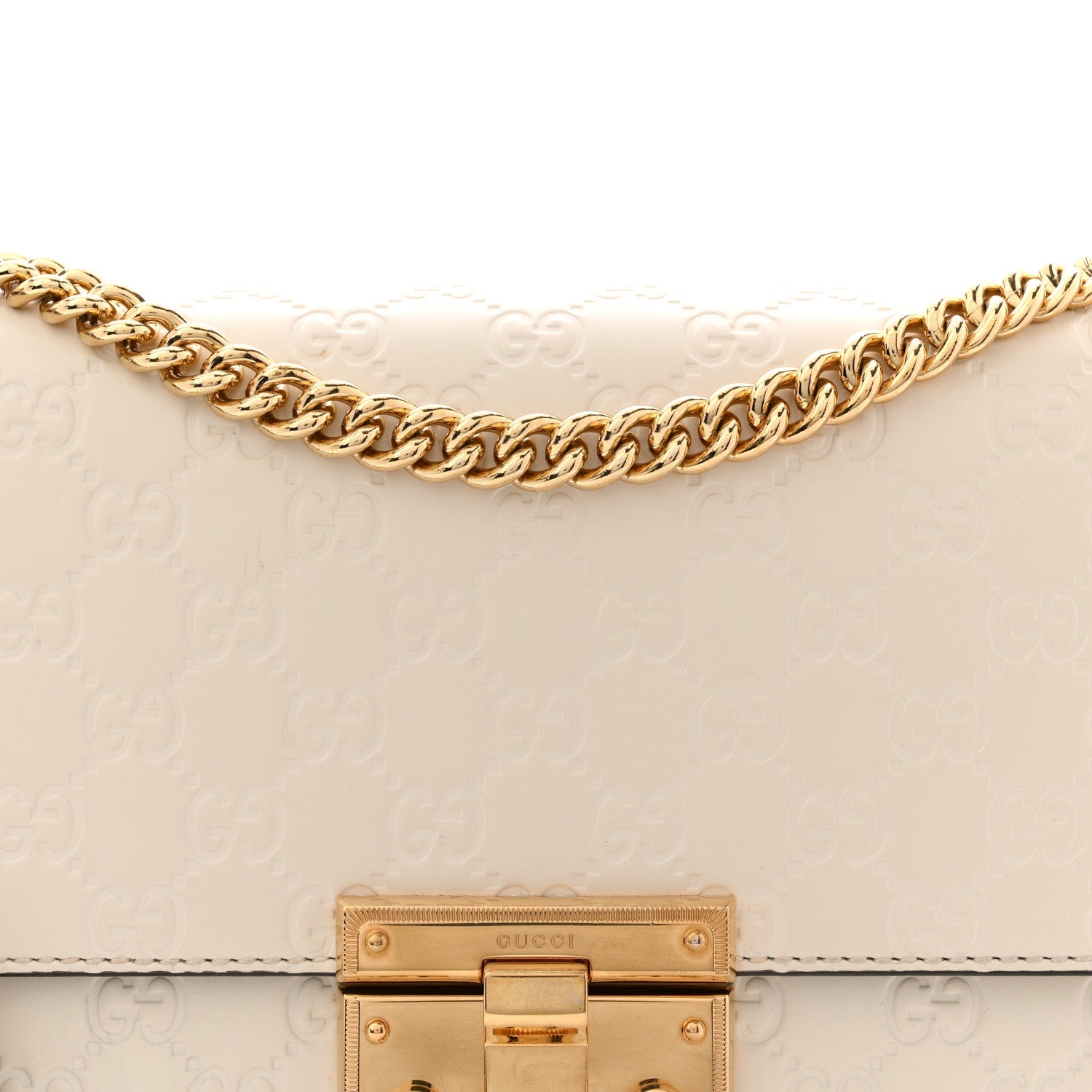 Gucci Guccissima Medium Padlock Shoulder Bag Mystic White