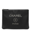 Caviar Studded Medium Deauville Pouch Black