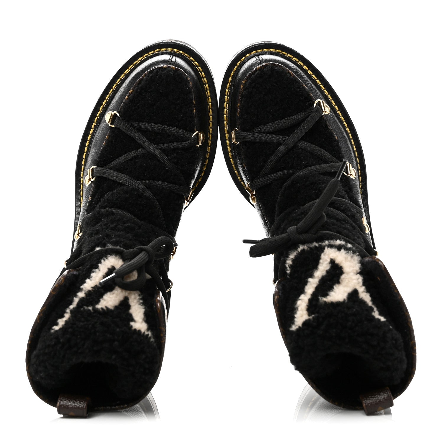 Louis Vuitton Grained Calfskin Shearling LV Beaubourg Ankle Boots 37.5 Black