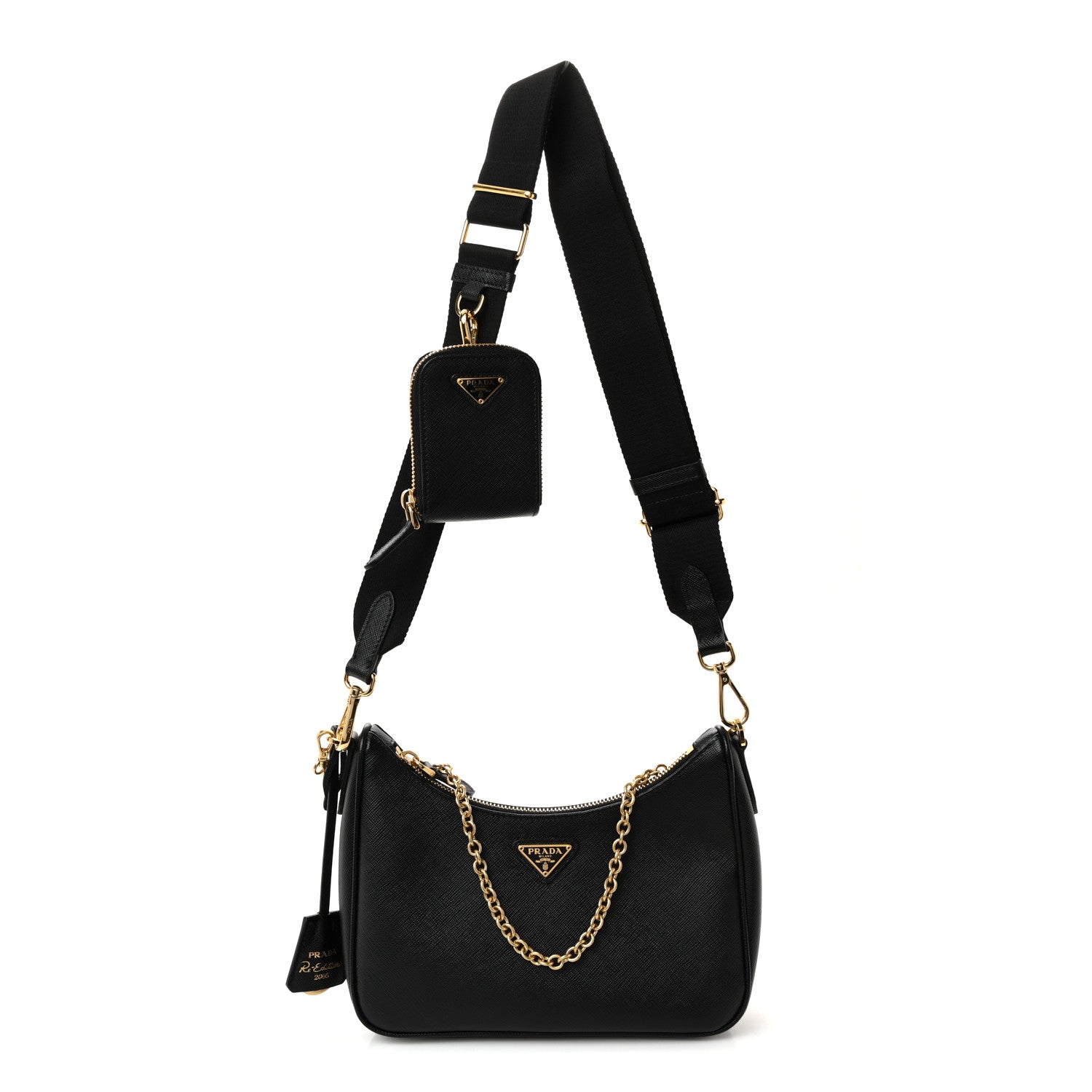 Prada Saffiano Lux Re-Edition 2005 Shoulder Bag Black