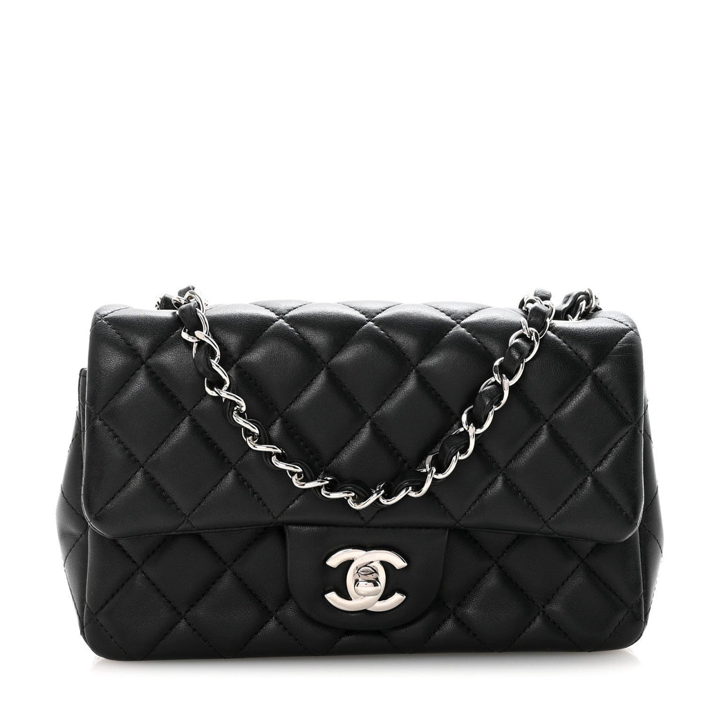 Chanel Lambskin Quilted Mini Rectangular Flap Black