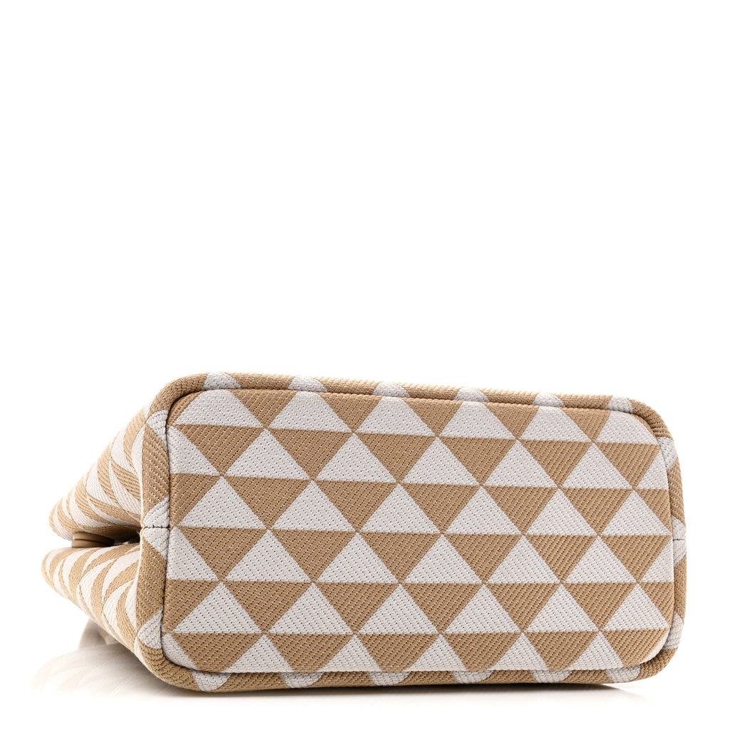 Prada Jacquard Triangolo Symbole Embroidered Tote Corda Talco