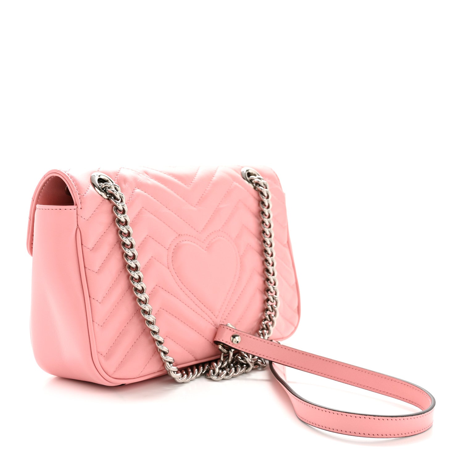 Gucci Calfskin Matelasse Small GG Marmont Shoulder Bag Wild Rose