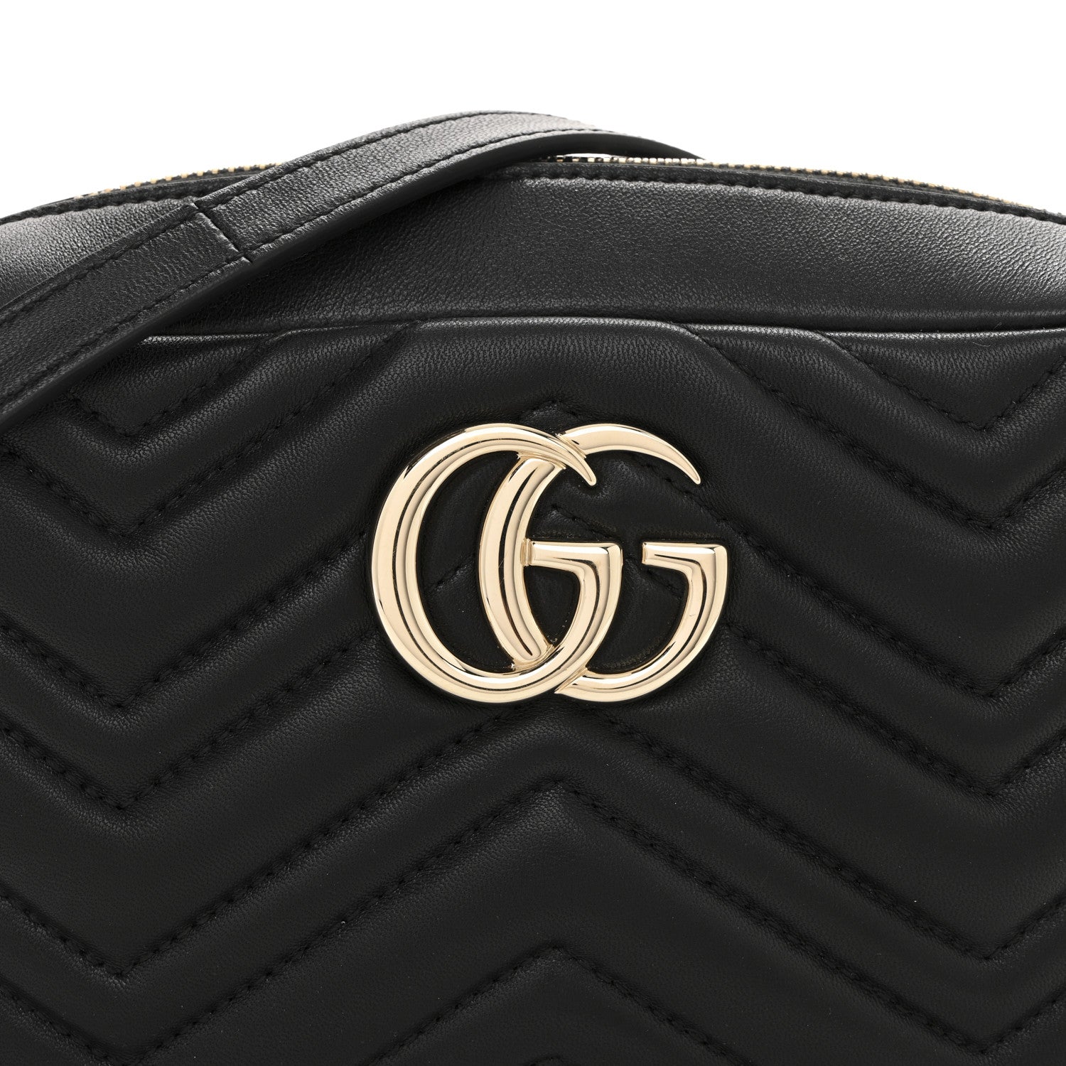 Gucci Calfskin Matelasse Small GG Marmont Camera Bag Black