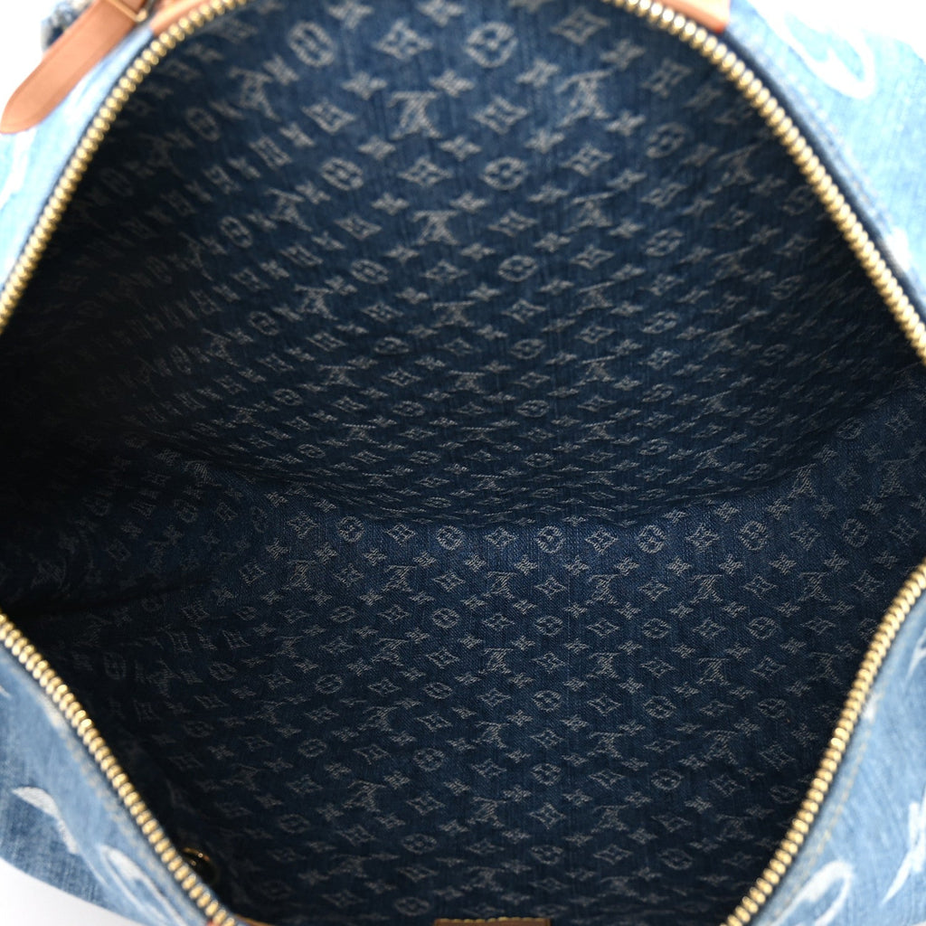 Louis Vuitton Denim Monogram New LV Remix Keepall Bandouliere 45 Blue