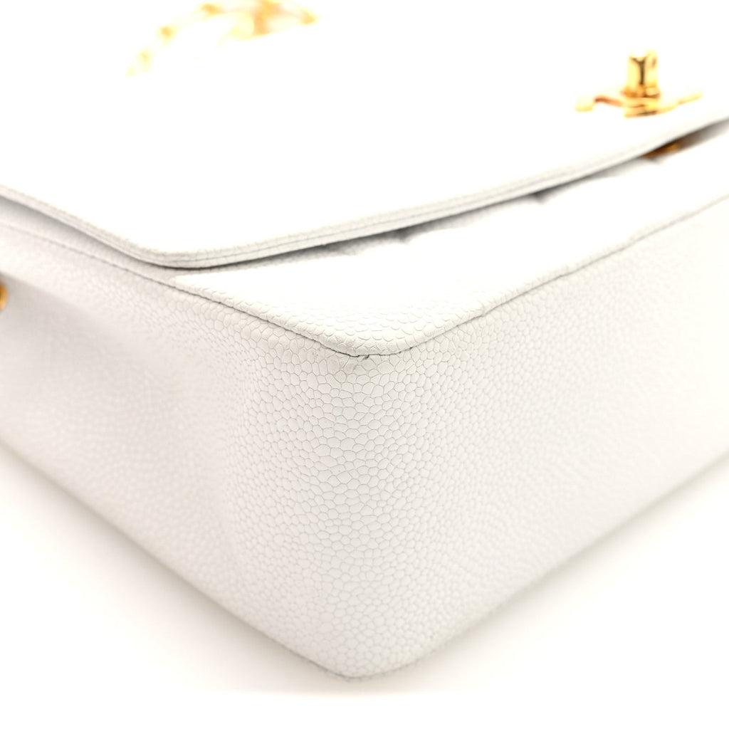 Chanel Caviar Quilted Medium Single Flap White