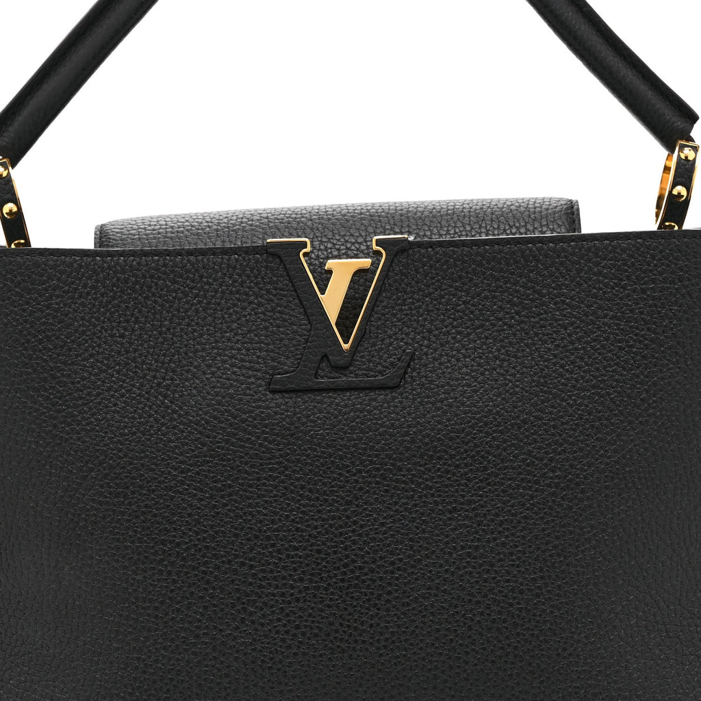 Louis Vuitton Taurillon Capucines MM Black Fuchsia