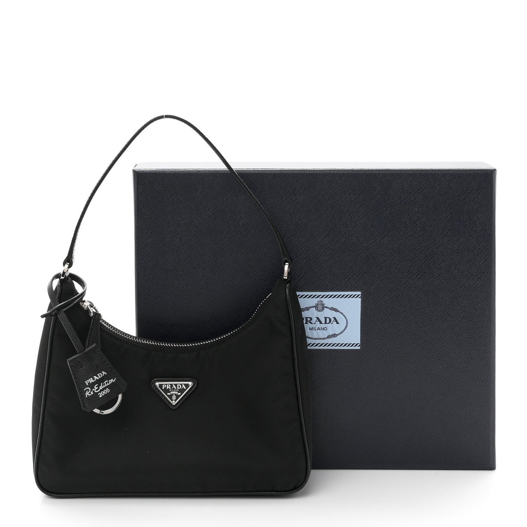 Prada Tessuto Nylon Saffiano Mini Re-Edition 2005 Bag Black