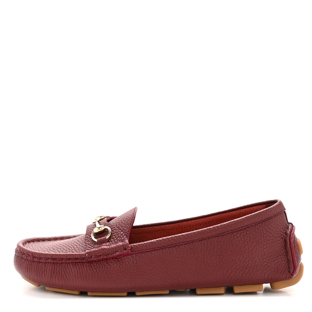 Gucci Soft Clove Calfskin Womens Horsebit Driver Loafers 40 Rosso Ancora
