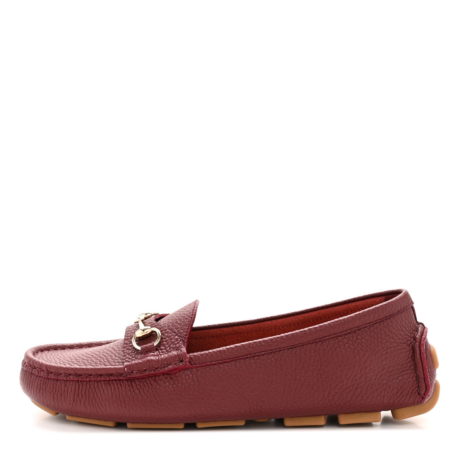 Gucci Soft Clove Calfskin Womens Horsebit Driver Loafers 40 Rosso Ancora