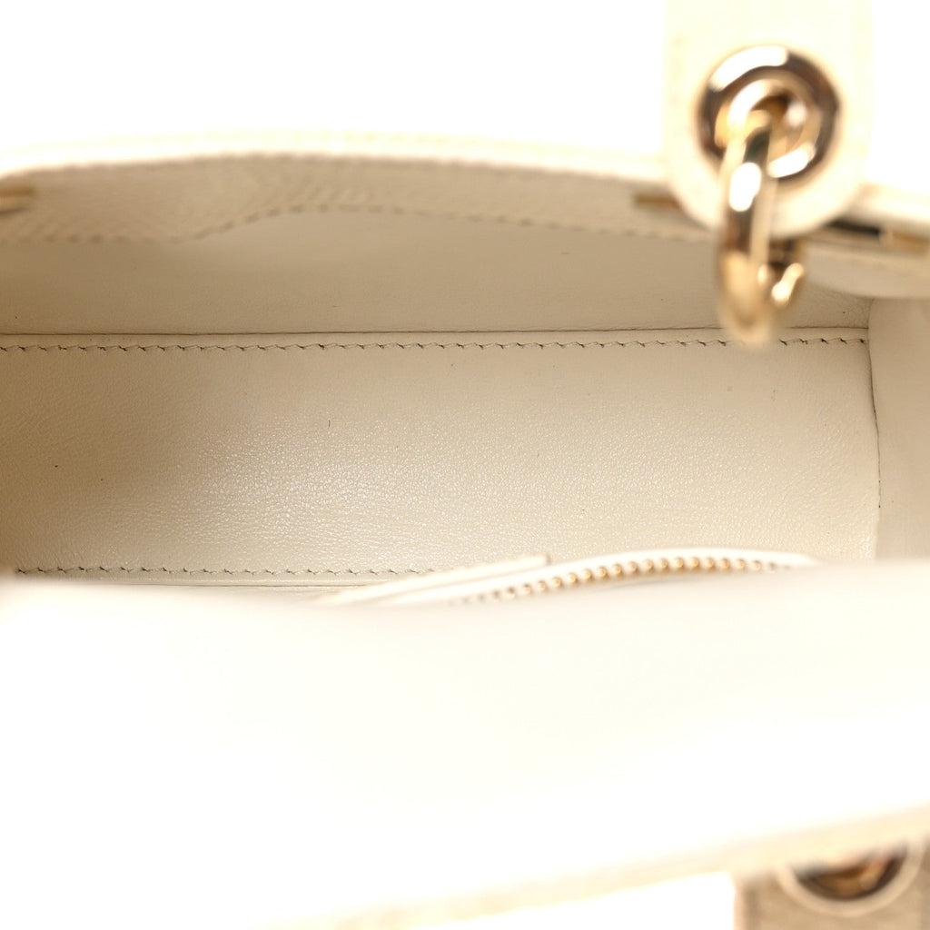 Christian Dior Lizard Mini Lady Dior White