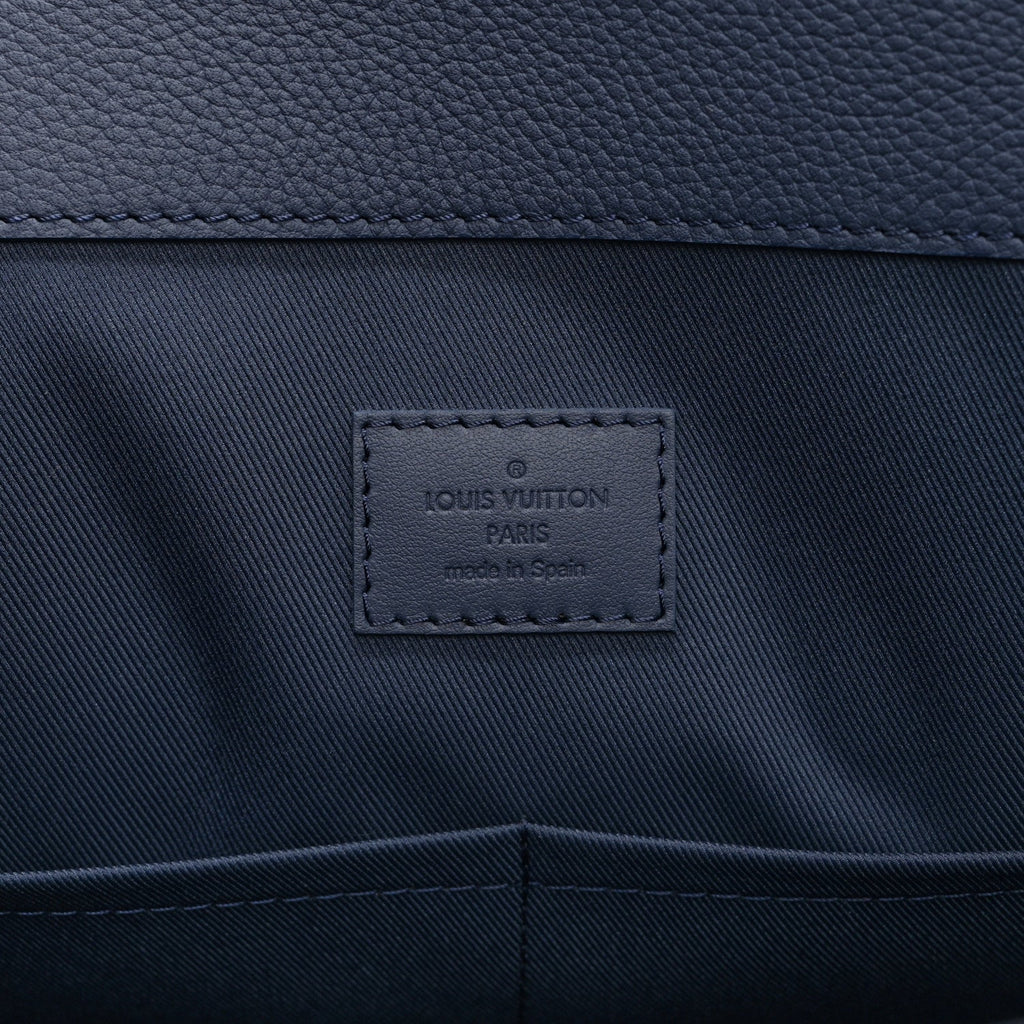 Louis Vuitton Grained Calfskin LV Aerogram Tote Navy
