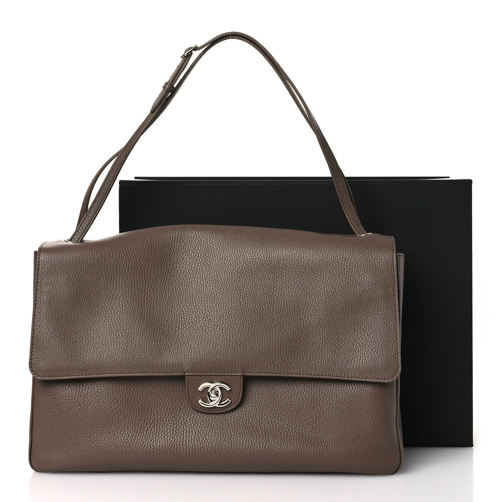 Chanel Grained Calfskin Souplissimo Maxi Flap Light Brown