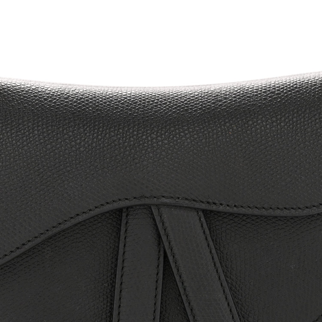 Christian Dior Grained Calfskin Mini Saddle Bag Black